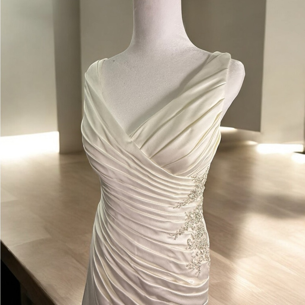 David's Bridal Cream Wedding Dress - Picture 5 of 16